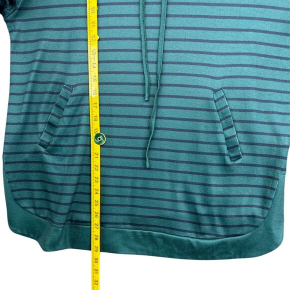 LUUKSE Green Blue Stripes Drawstring Hood Kangaroo Pocket Hoodie Womens 1X - Picture 7 of 7